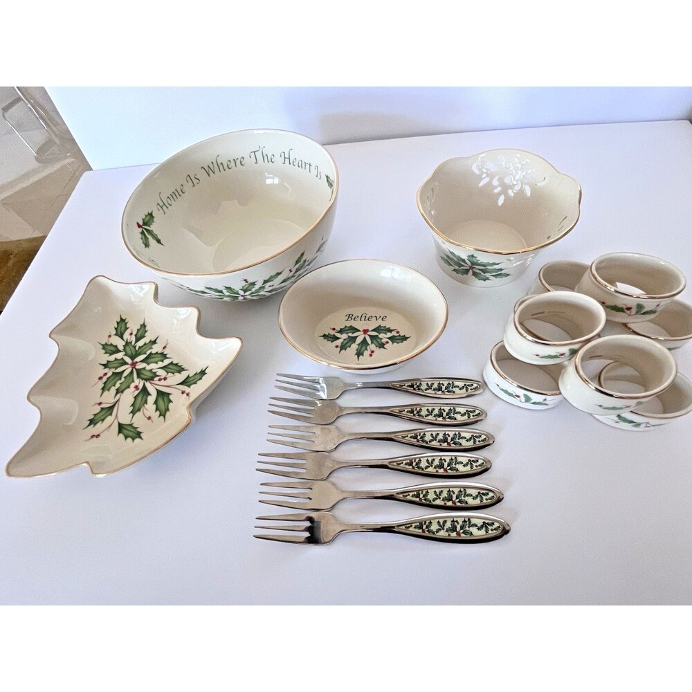 Lenox Christmas Holiday 18 Piece Bundle Replacements Additions Bowls, Candy Dish